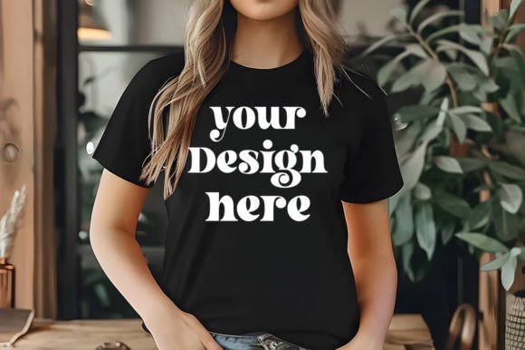 Black Bella Canvas 3001 Mockup for Graphics & T-Shirts