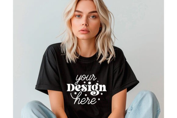 Gildan 64000 Black T-shirt Mockup: Graphics