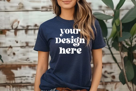 HeatherNavy Bella Canvas 3001 Mockup for T-Shirts Graphics