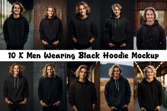 Men's Black Hoodie Graphics for Sweatshirts