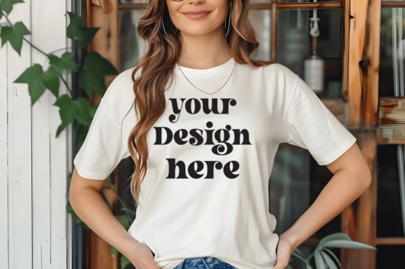 Natural Bella Canvas 3001 Mockup for Graphics & T-Shirts