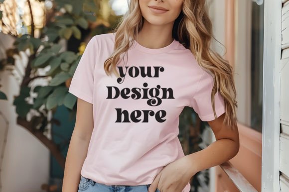 SoftPink Bella Canvas 3001 Mockup: Graphics for T-Shirts